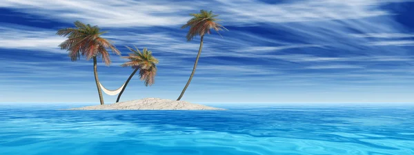 Île exotique isolée avec palmiers — Photo