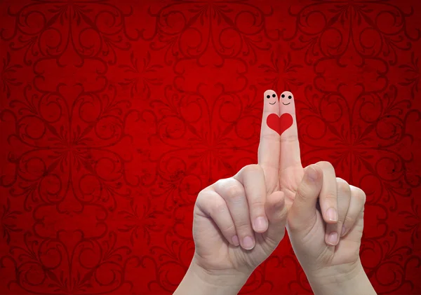 Mani con cuore rosso dipinto — Foto Stock
