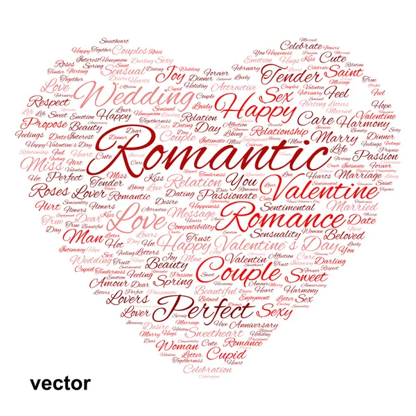 Conceptual Valentine heart word cloud — Stock Vector