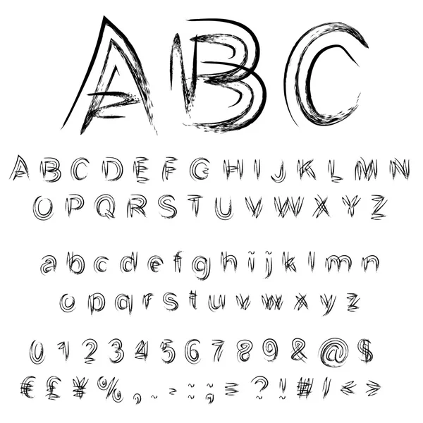 Zwarte handgeschreven, schets of verf lettertype — Stockvector