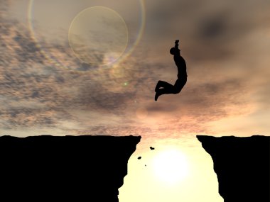 İşadamı siluet atlama 