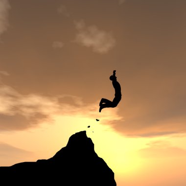 İşadamı siluet atlama 