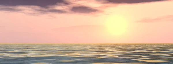 Sol cerca del horizonte y el mar —  Fotos de Stock