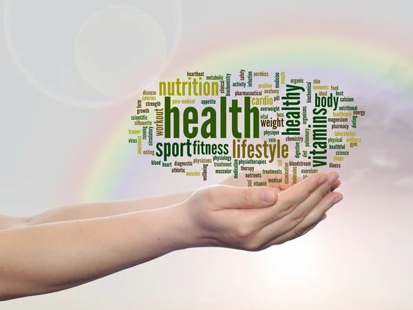 Health word cloud in hands — Stock Photo, Image