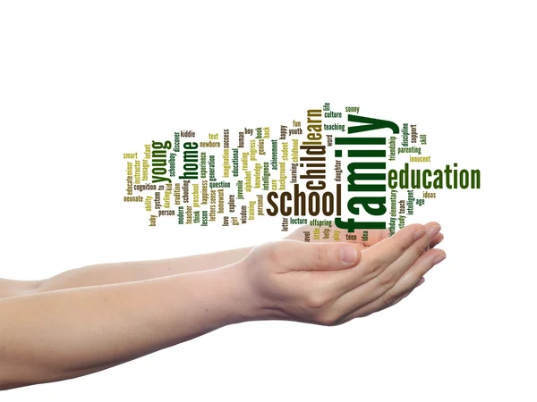 Onderwijs word cloud in handen — Stockfoto