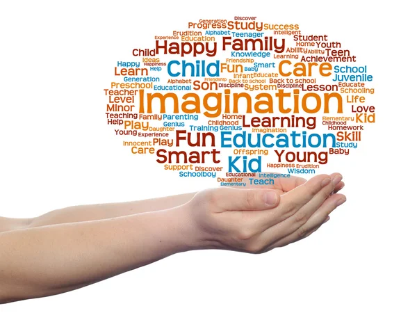 Onderwijs word cloud in handen — Stockfoto