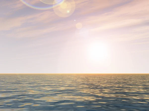 Soleil proche de l'horizon et de la mer — Photo