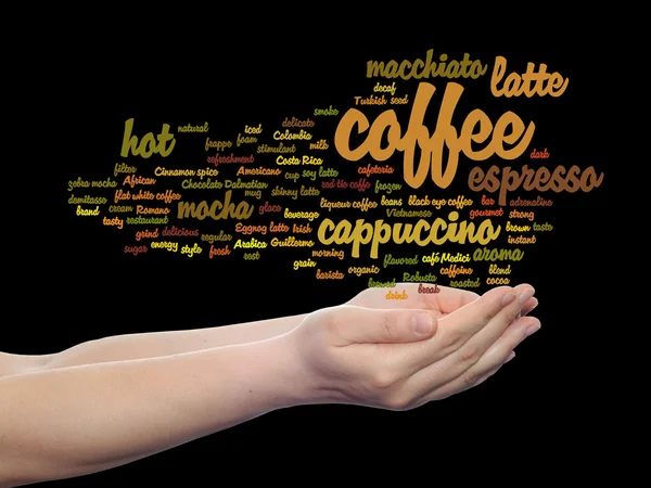Café, cappuccino nuvem de palavras — Fotografia de Stock