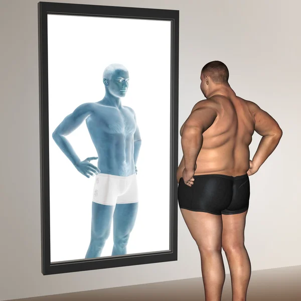 Sobrepeso vs hombre delgado — Foto de Stock