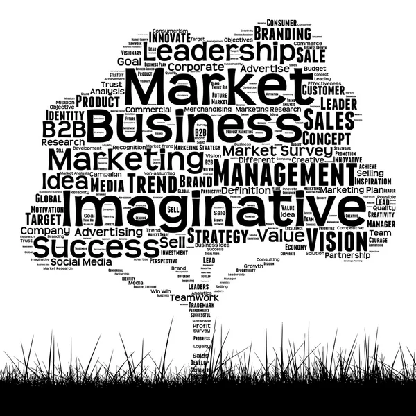 Black media tree and grass word cloud — Stock Photo, Image