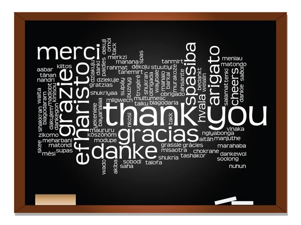 blackboard with thank you word cloud