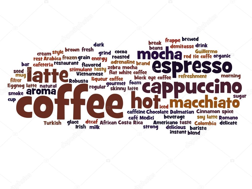 coffee, cappuccino  word cloud