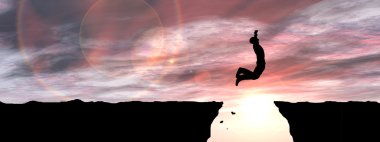 İşadamı siluet atlama 