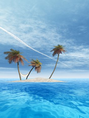 palmiye ağaçları ile egzotik ada