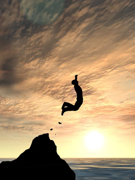 Businessman silhouette jumping — Stock Photo, Image