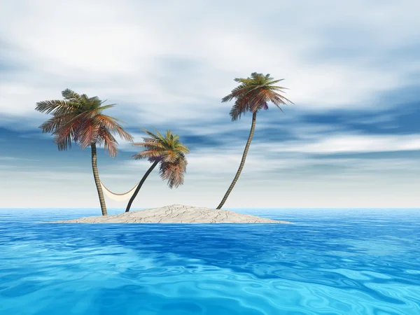 Isolated exotic island with palm trees — Stock Photo, Image