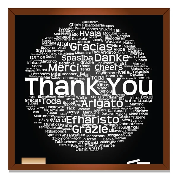 Blackboard with thank you word cloud — Stock Photo, Image