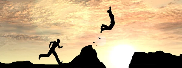 Men  silhouettes jumping — Stock Photo, Image