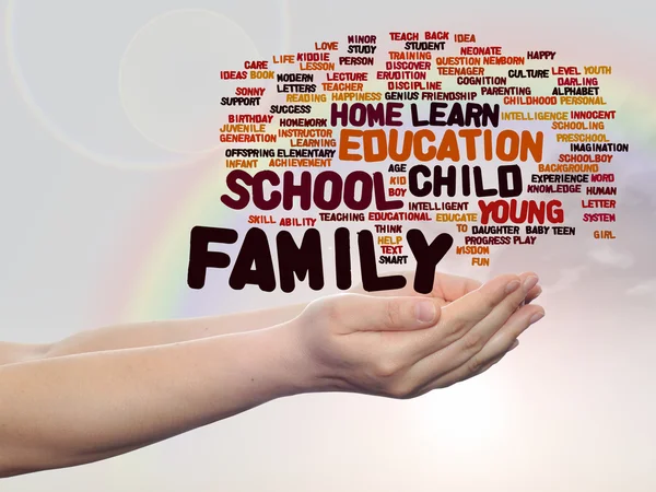 Education  word cloud in hands — Stock Photo, Image