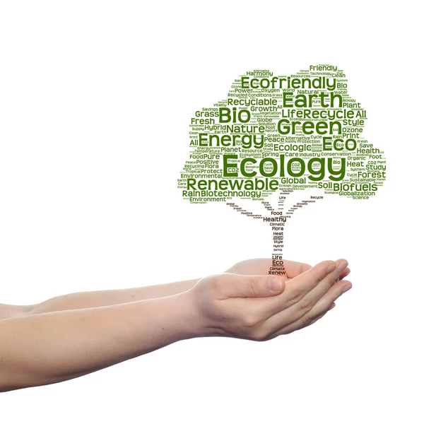 Ecología texto palabra nube árbol — Foto de Stock