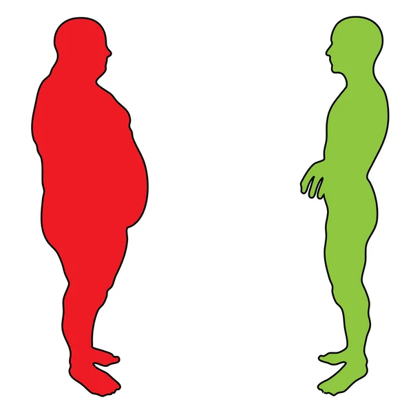 超重 vs 瘦瘦高高， — 图库照片