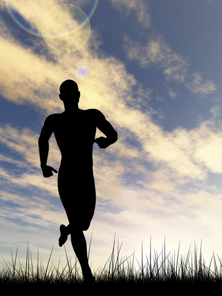 Man zwarte silhouet uitgevoerd — Stockfoto