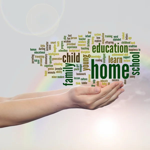 Education  word cloud in hands — Stock Photo, Image