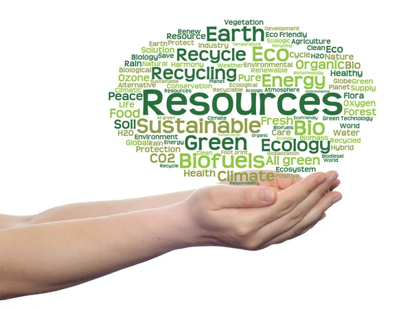 Conservation word cloud in hands — Stock Photo, Image