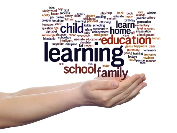 Education  word cloud in hands — Stock Photo, Image