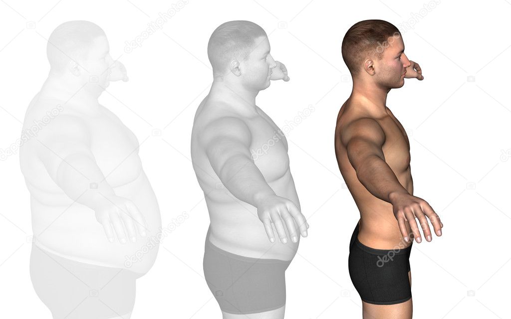 overweight vs slim fit man 