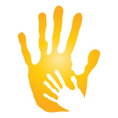  Anne ve çocuk sarı el parmak
