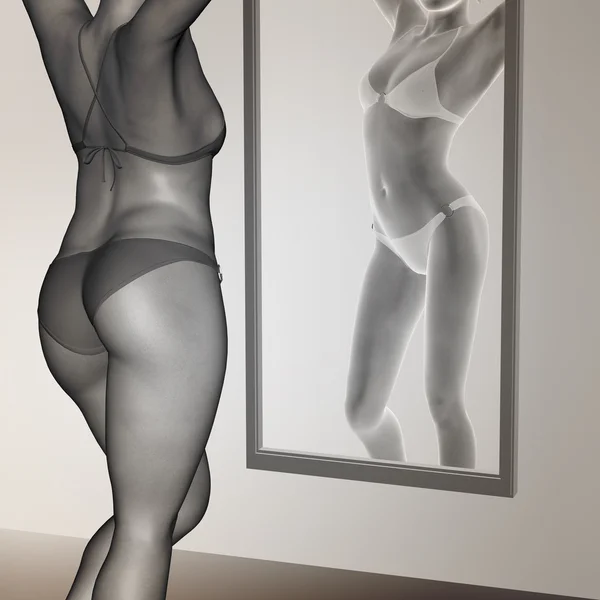 Overgewicht vs passen vrouw — Stockfoto
