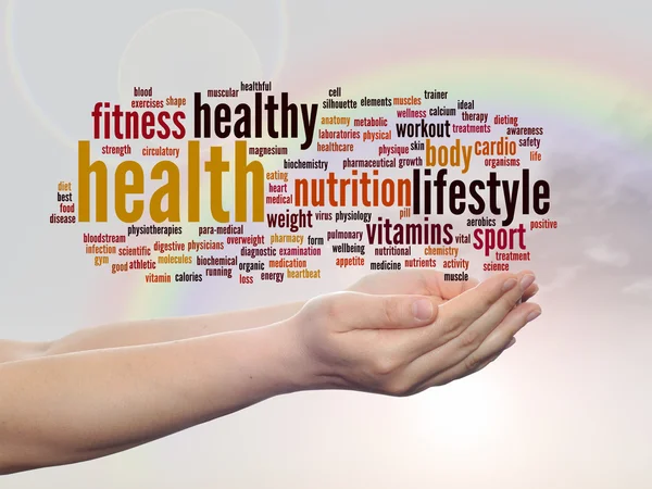 Health word cloud in hands — Stock Photo, Image