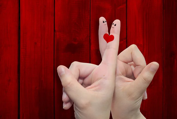 Due dita della mano con un cuore dipinto — Foto Stock