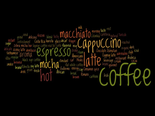 Café, capuchino palabra nube —  Fotos de Stock