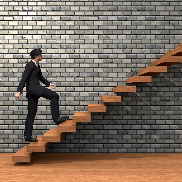 Businessman climbing on a stair — Stock Photo, Image