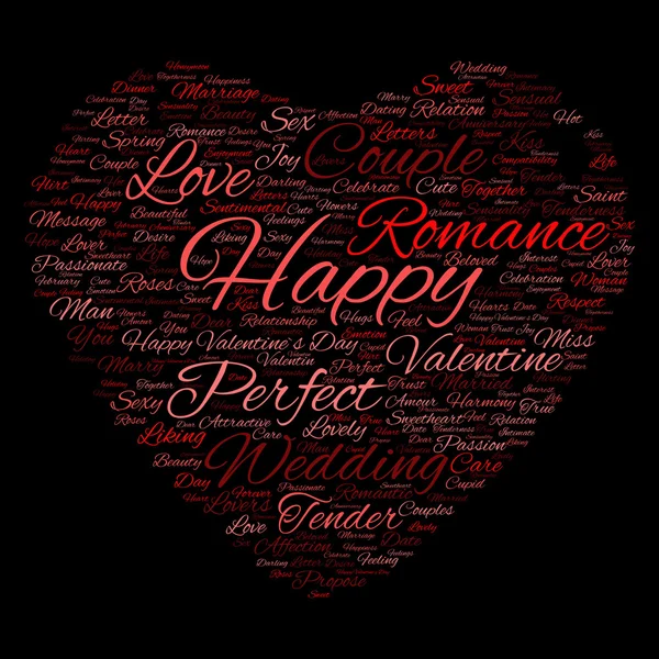 Aftelkalender voor Valentijnsdag wordcloud tekst — Stockfoto