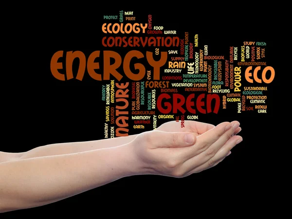 Conservation word cloud in hands — Stock Photo, Image