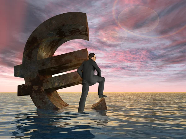 Businessman sinking in ocean — Stock Photo, Image