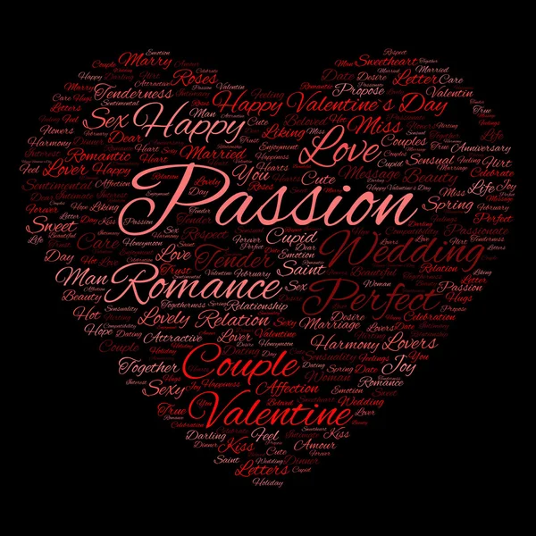 San Valentín wordcloud texto — Foto de Stock