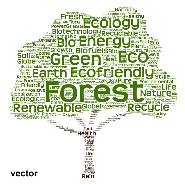 Ecologie boom word cloud — Stockvector