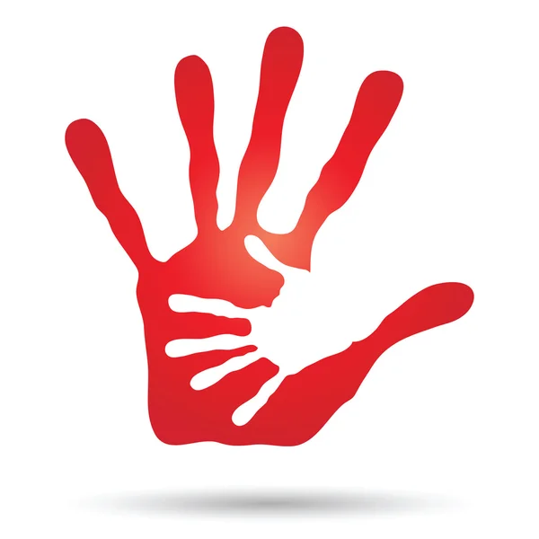 Mãe e vermelho criança mão impressões — Vetor de Stock