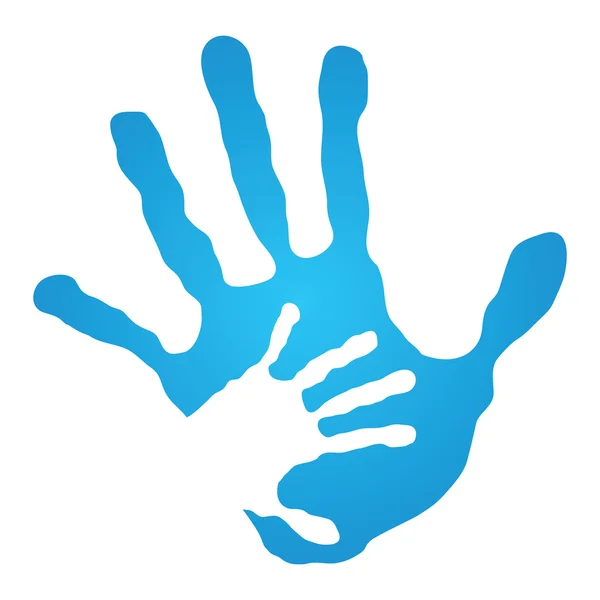 Moeder en kind blauwe hand afdrukken — Stockvector