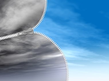 bir güneşli için karanlık gökten gelen fermuar