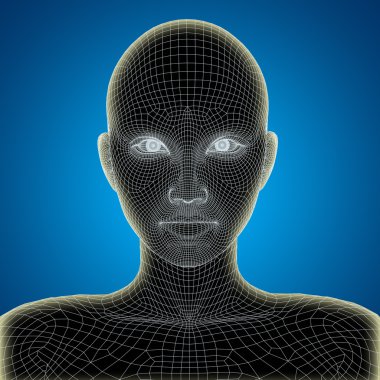 Tel kafes genç kadın yüzü