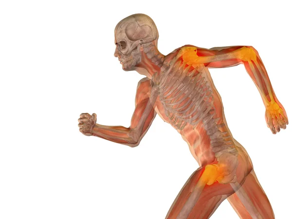 Man anatomy with  pain — Stock Photo, Image