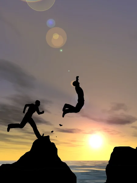 Businessmen silhouettes jumping — Stock Photo, Image