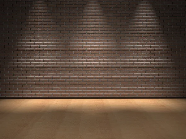 Ahşap zemin ve eski tuğla duvar 