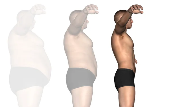 Overweight vs slim man — Stock Photo, Image