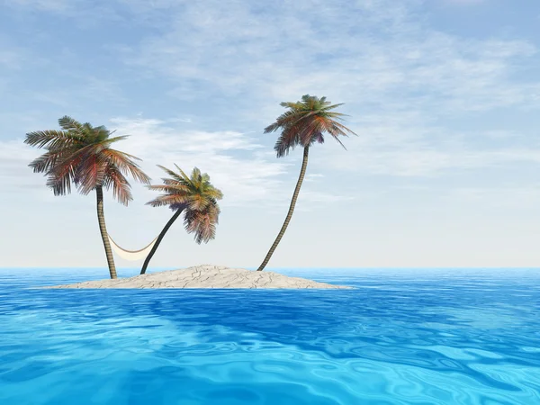 Wyspa z palmami — Zdjęcie stockowe